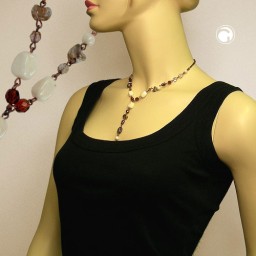 necklace y glass beads brown 42cm