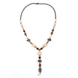 necklace y glass beads brown 42cm