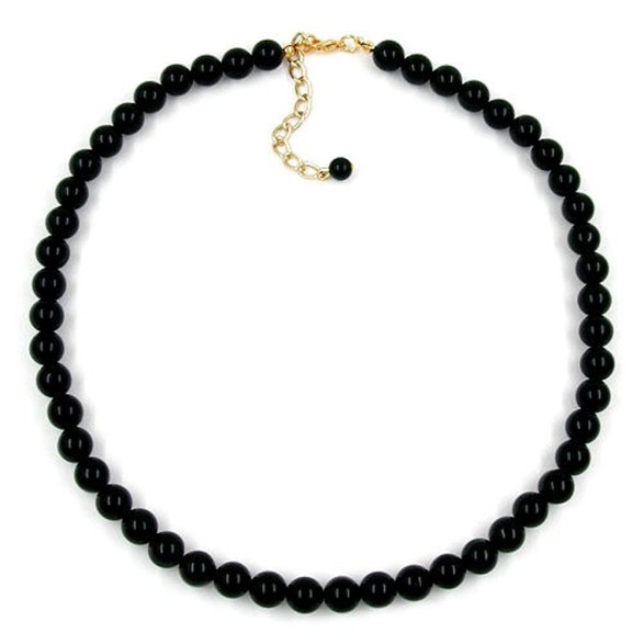 necklace beads 8mm black shiny