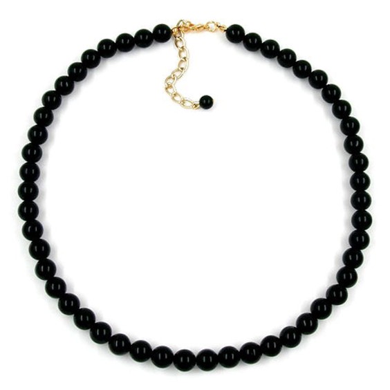 necklace beads 8mm black shiny