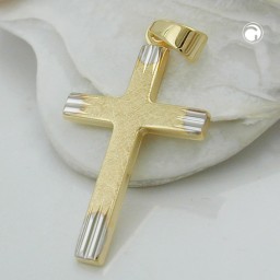 pendant 21x14mm cross bicolor 9k gold