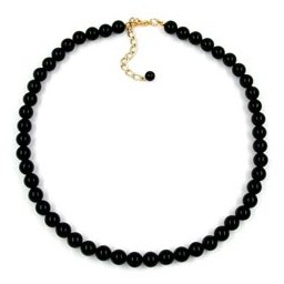 necklace beads 8mm black shiny