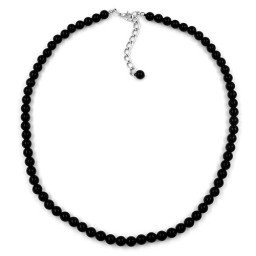 necklace black beads 6mm shiny 42cm