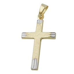 pendant 21x14mm cross bicolor 9k gold