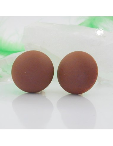 clip-on earring round dark brown matte 18mm