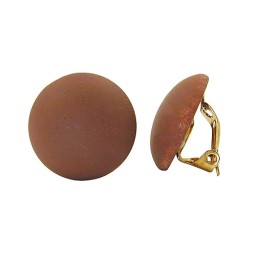 clip-on earring round dark brown matte 18mm