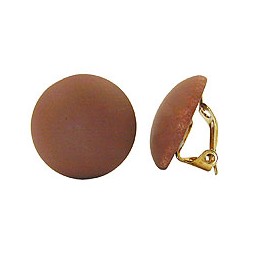 clip-on earring round dark brown matte 18mm