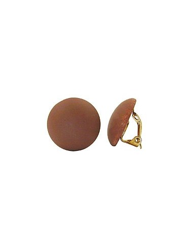clip-on earring round dark brown matte 18mm