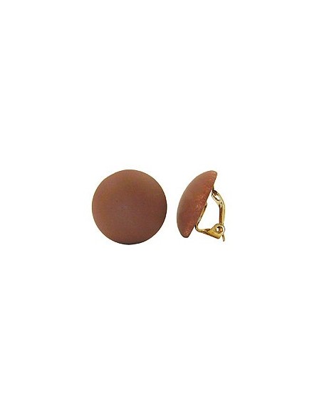 clip-on earring round dark brown matte 18mm