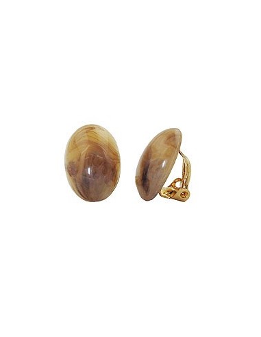 clip-on earring oval brown marbled 18x13mm