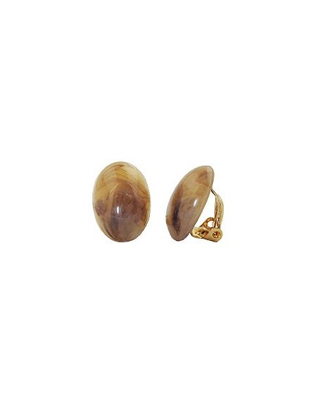 clip-on earring oval brown marbled 18x13mm