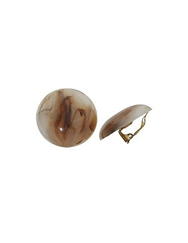 clip-on earring round beige brown marbled 30mm