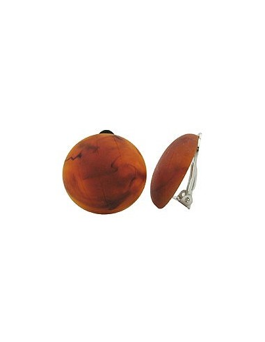 clip-on earring round red brown matte marbled 22mm