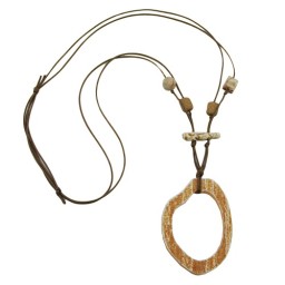 necklace brown/beige large ring pendant