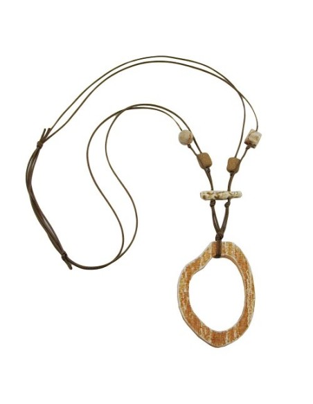 necklace brown/beige large ring pendant