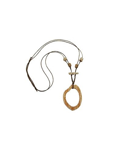 necklace brown/beige large ring pendant