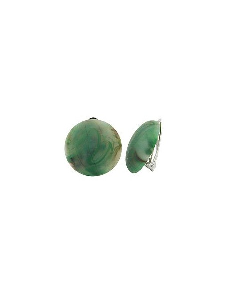 clip-on earring round green marbled matte 22mm