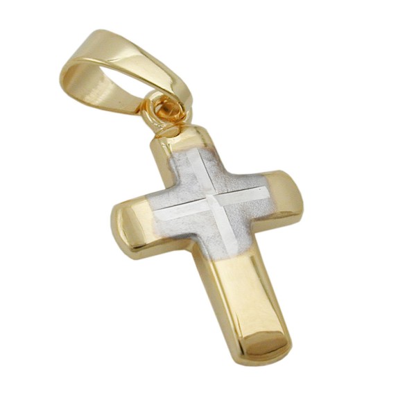 pendant 12x9mm cross bicolor 9k gold