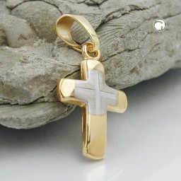 pendant 12x9mm cross bicolor 9k gold