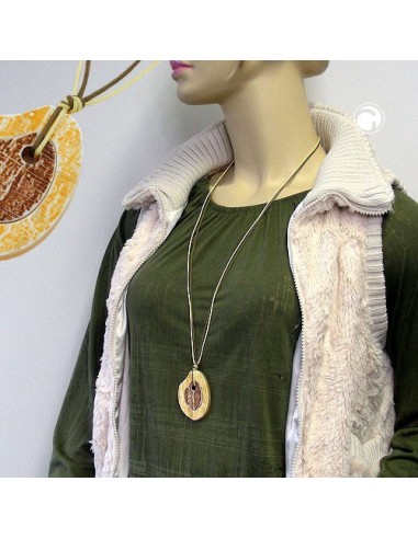 necklace tree stem pendant brown/ yellow