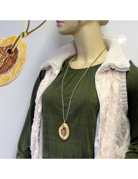 necklace tree stem pendant brown/ yellow