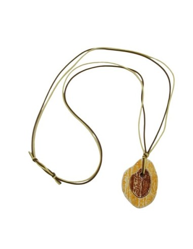 necklace tree stem pendant brown/ yellow