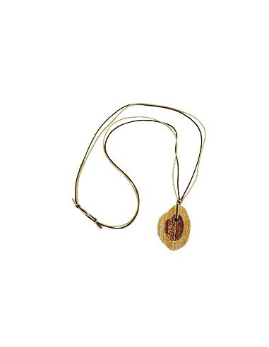 necklace tree stem pendant brown/ yellow