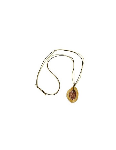 necklace tree stem pendant brown/ yellow