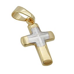 pendant 12x9mm cross bicolor 9k gold