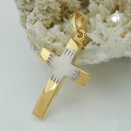 pendant 21x14mm cross bicolor 9k gold