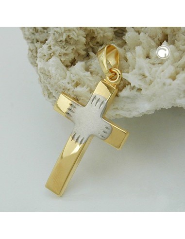 pendant 21x14mm cross bicolor 9k gold