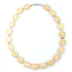 necklace square beads beige-nature 42cm