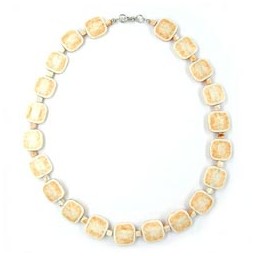 necklace square beads beige-nature 42cm