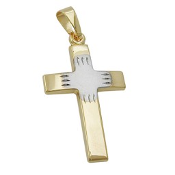 pendant 21x14mm cross bicolor 9k gold