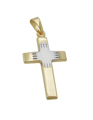 pendant 21x14mm cross bicolor 9k gold