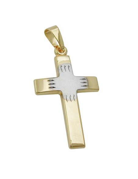 pendant 21x14mm cross bicolor 9k gold