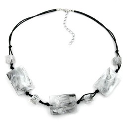 necklace black/white marbled large pillow beads