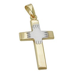 pendant 21x14mm cross bicolor 9k gold