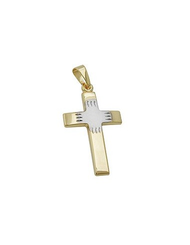 pendant 21x14mm cross bicolor 9k gold