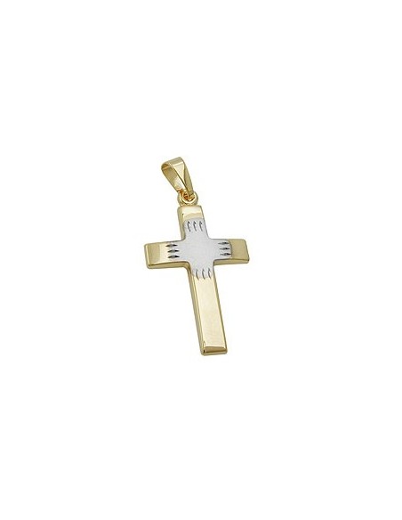 pendant 21x14mm cross bicolor 9k gold