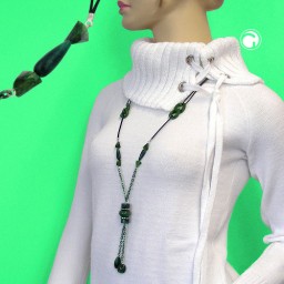 necklace green/ olive marbled anchor chain