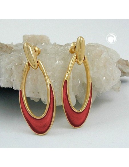 earrings dangling rust red gold coloured