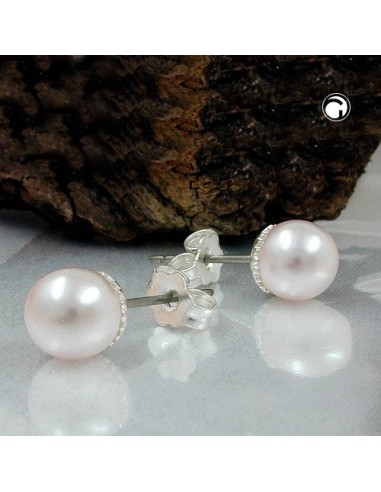 stud earrings light pink bead
