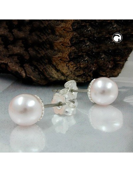 stud earrings light pink bead