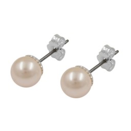 stud earrings light pink bead