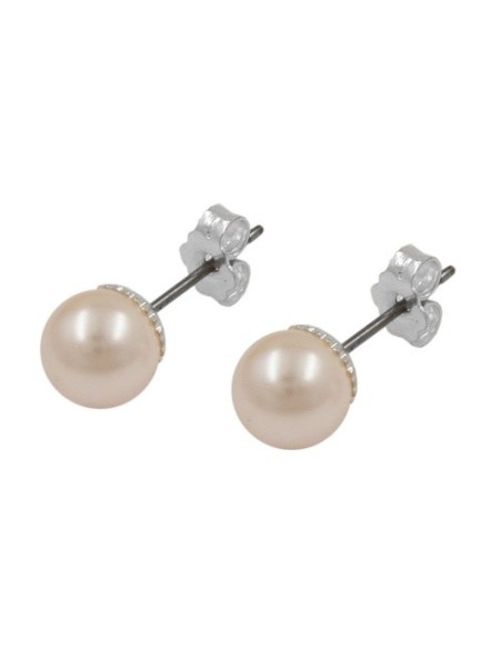 stud earrings light pink bead