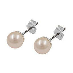 stud earrings light pink bead