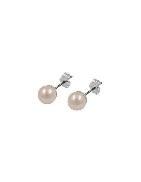 stud earrings light pink bead