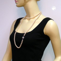 necklace glass beads apricot coloured 120cm