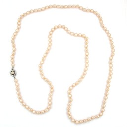 necklace glass beads apricot coloured 120cm